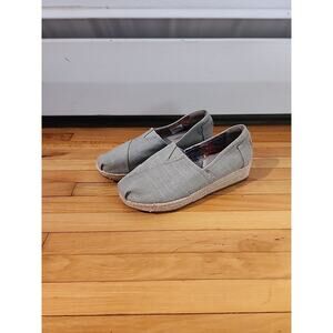 Toms Skechers Classic Wedge Heels womens 7.5 Beige Canvas Shoes Cork